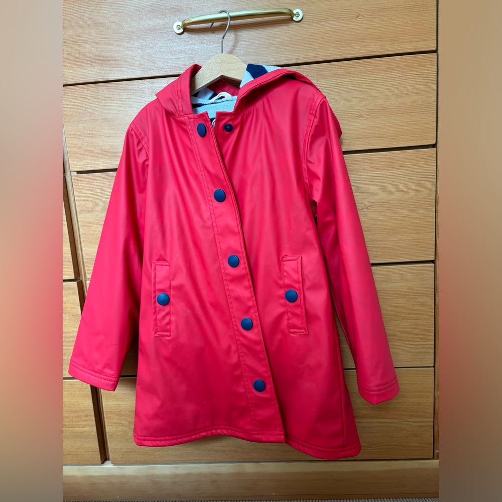 Hatley Red Raincoat with Blue Buttons